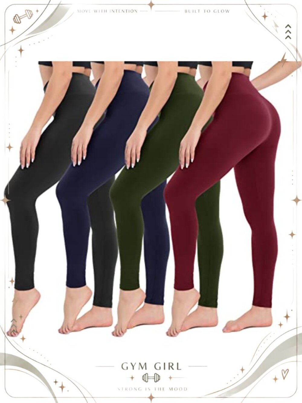 4 Pack High Waisted Yoga Leggings Soft Tummy Control Workout Pants
